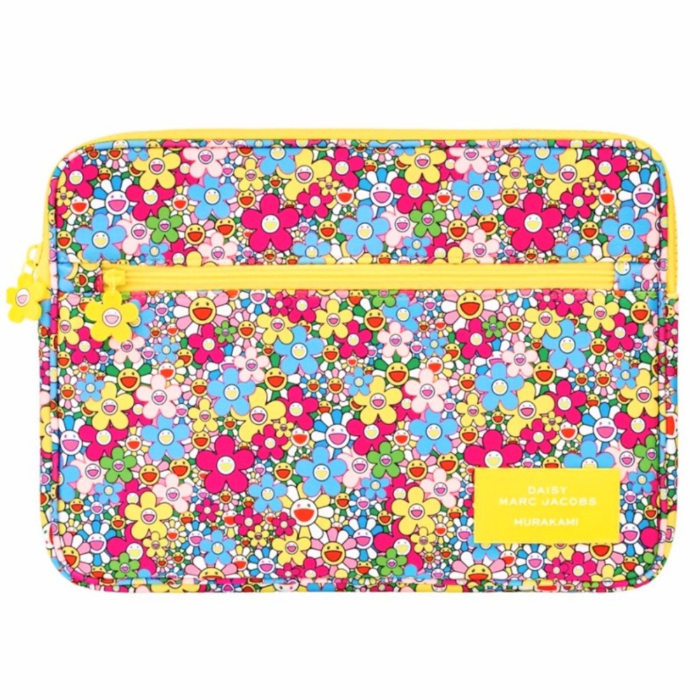 Marc Jacobs Murakami Multi-Color Flower Print Laptop Sleeve Bag with Daisy Charm